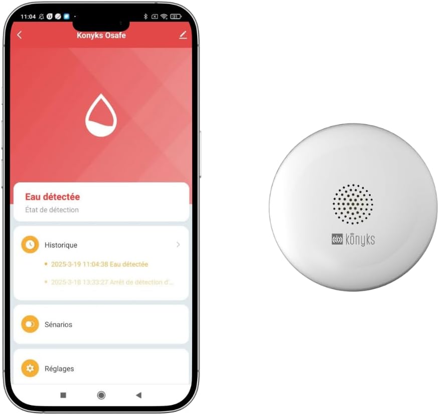 Konyks Osafe Détecteur d'inondation et fuites d'eau Wi-Fi
