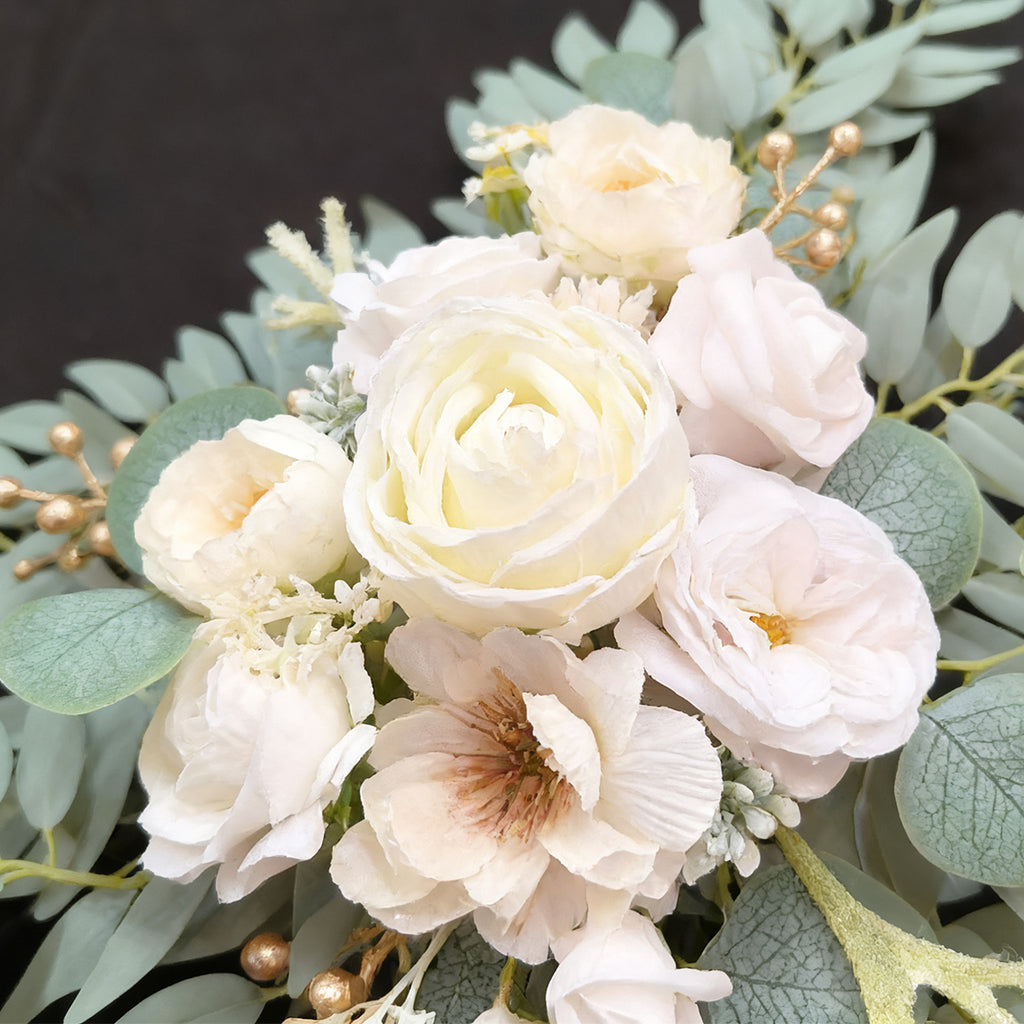 Wei's moment Guirlande de fleurs artificielle pour arche Lot de 2 pour panneaux de bienvenue de mariage Guirlande florale panneaux de cérémonie de réception de mariage Décoration (Blanc)