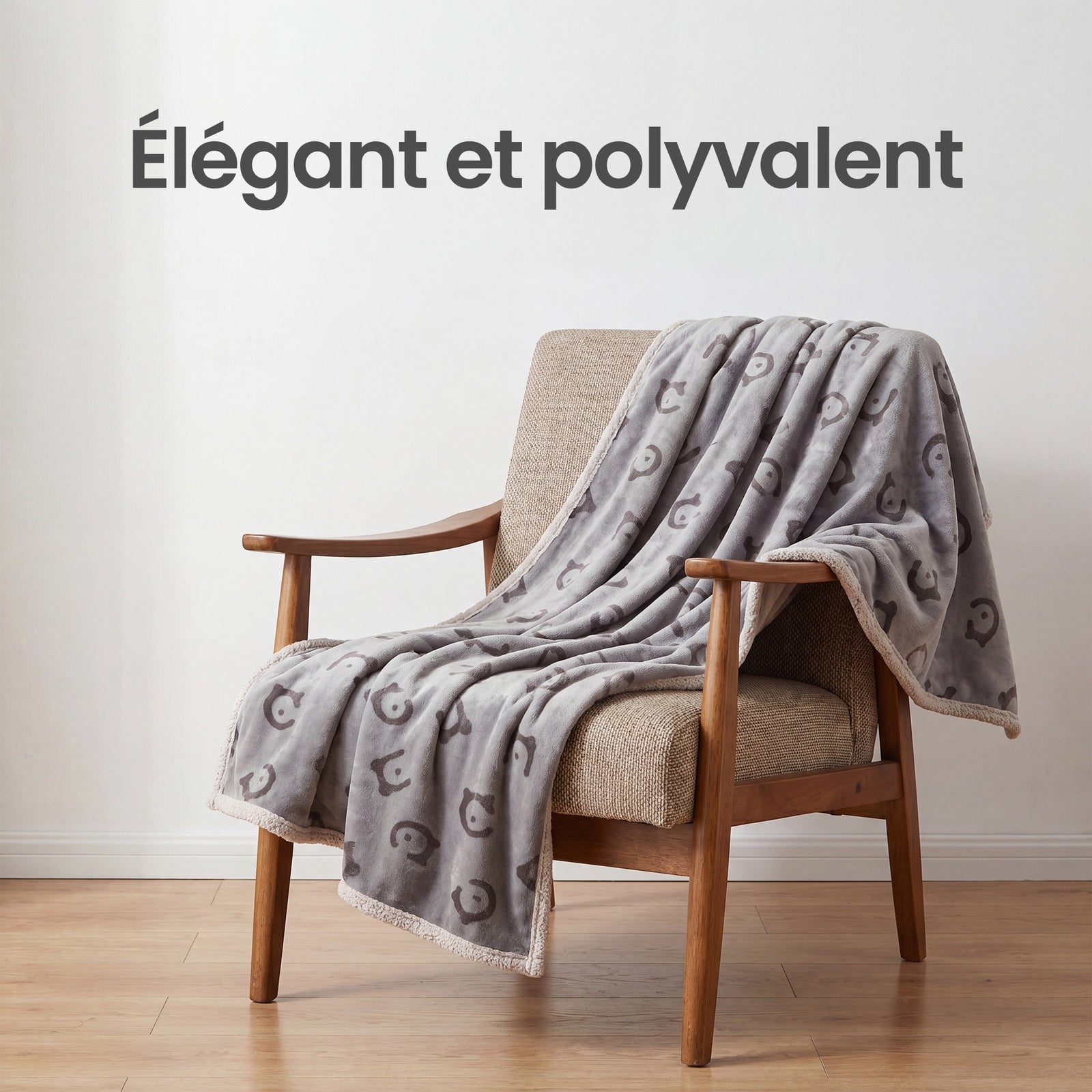 Ochama Couverture imperméable pour chien, 229 x 203 cm, couverture en polaire Sherpa pour animaux, lavable en machine, protège-canapé pour chien réversible, gris