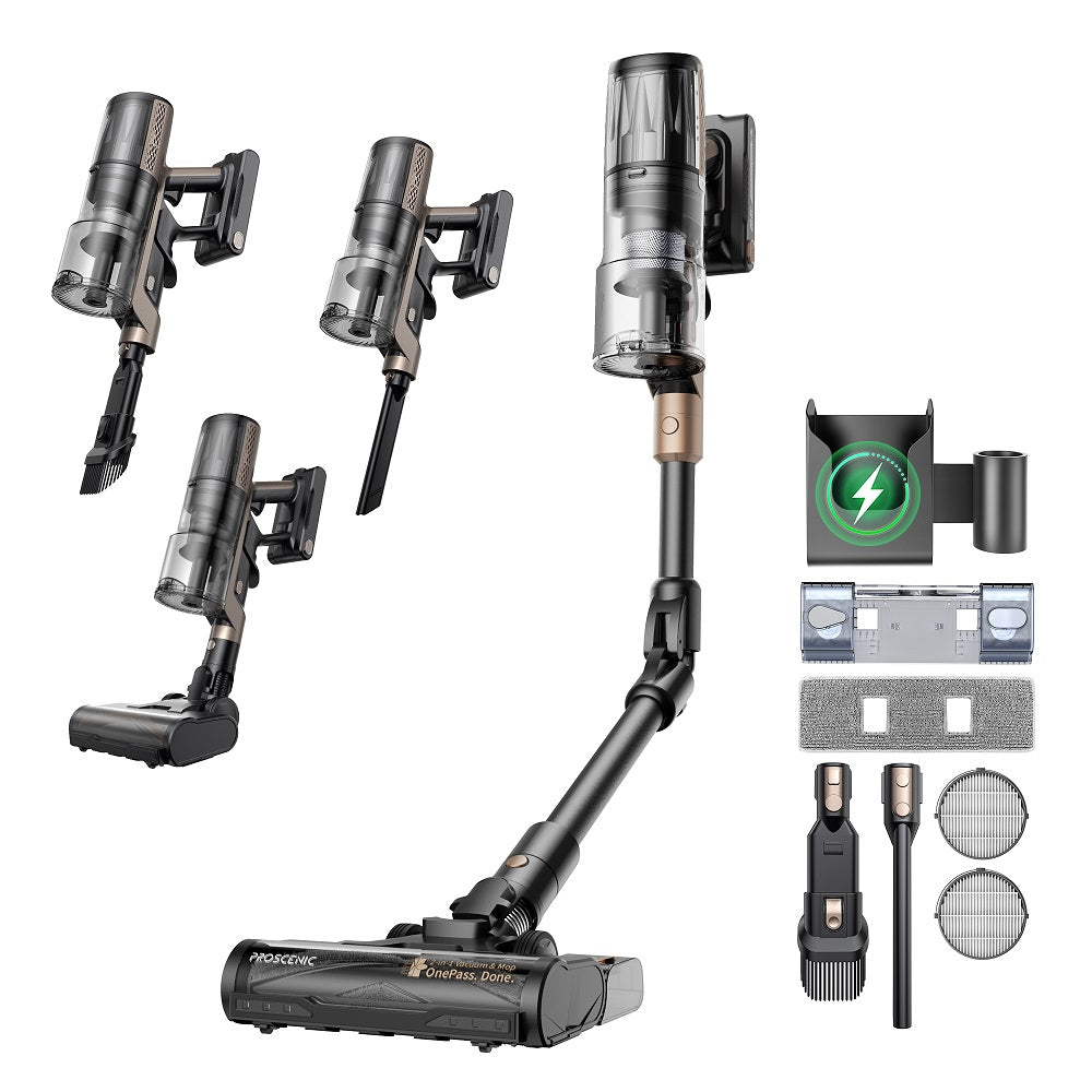 P-2O aspirateur balai sans fil avec fonction laveur, 70 kPa/680 W, autonomie 70 min, tube pliable et flexible, détection GreenEye, anti-emmêlement, autotient, léger