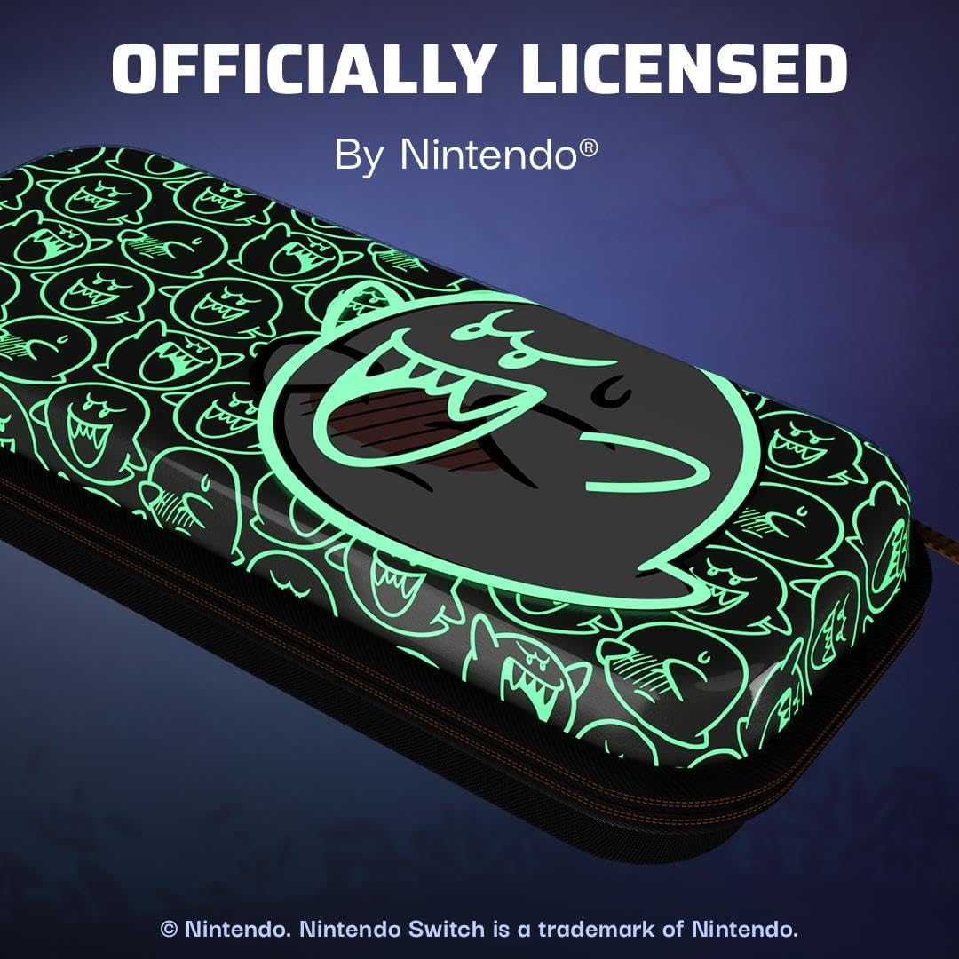 PDP Housse de protection Trave Case pour Nintendo Switch, Switch Lite et Switch OLED - Licence officielle - Gris - Motif Boo Hoo Glow qui brille dans le noir
