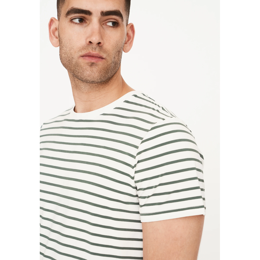 Resteröds T-shirt en bambou à rayures blanches et vertes, taille S