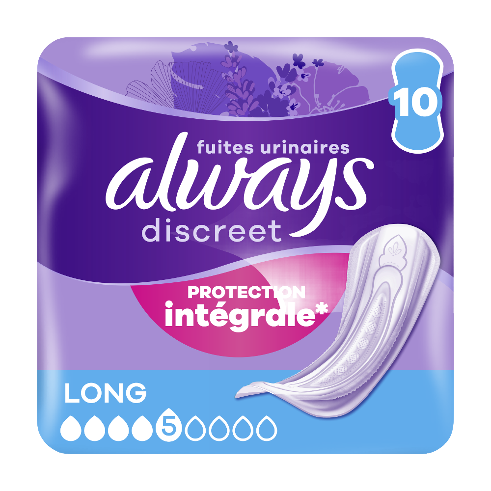 Always Discreet Serviettes Incontinence Longue (Boîte de 10)