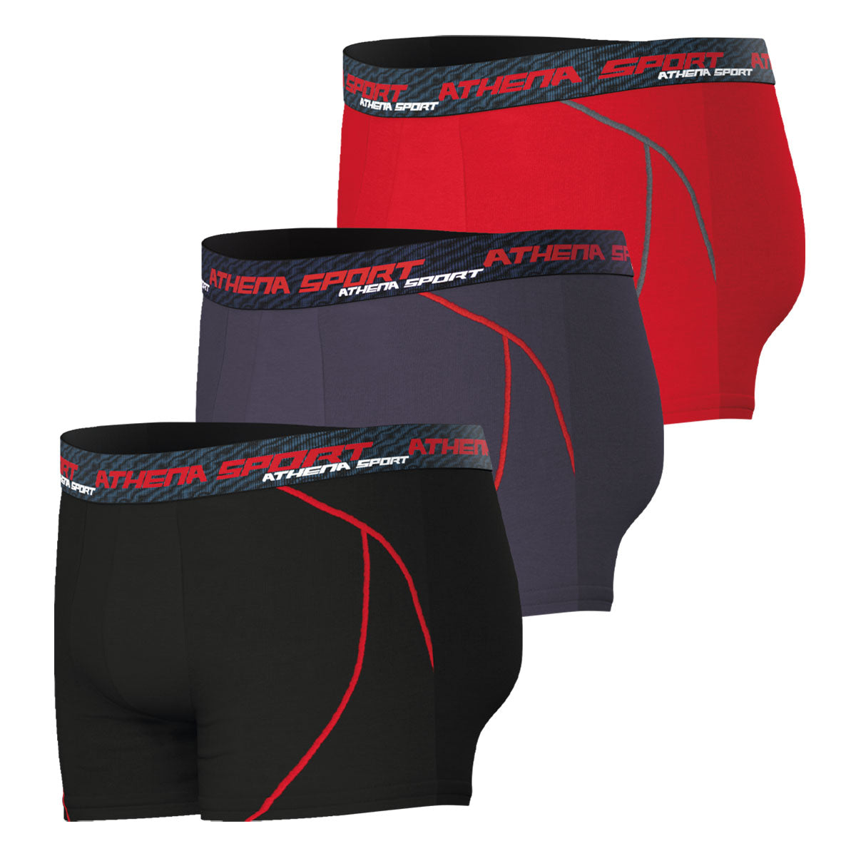 ATHENA Training Dry Boxers Lot de 3, Noir