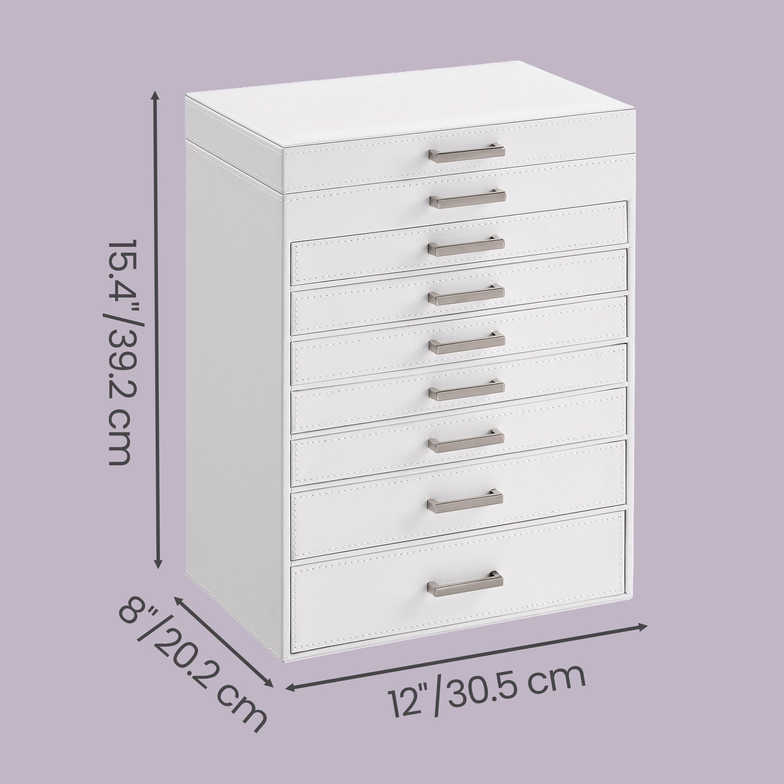 JOYFURNOS Grand Organisateur de Boîte à Bijoux à 8 Niveaux avec Compartiment de Rangement Dédié pour Montres, Design de Tiroir Empilable avec Plateau en Verre Transparent