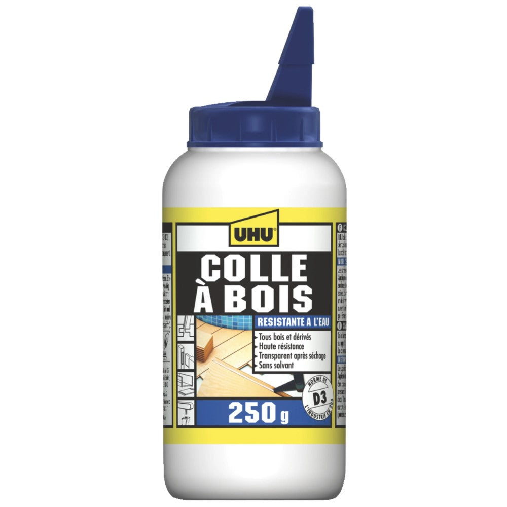 UHU COLLE BOIS RESISTE A L'EAU (D3) Biberon 250g
