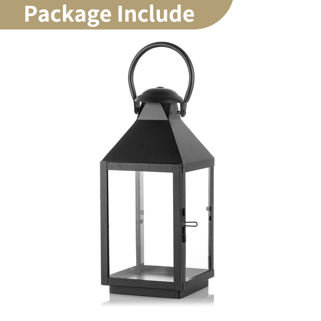 Lanterne à Bougie Décorative Noire : Bougeoirs à Bougie Pilier en Métal pour Table de Fête - Lanternes Suspendues de 10,2 Pouces de Haut pour Décoration Extérieure Mariage Fête Maison Salon Cheminée