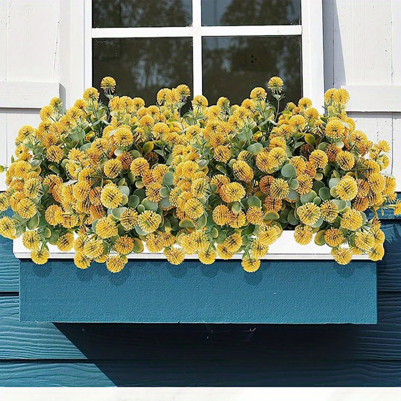 Yuejia Bouquet de 4 fleurs Craspédie artificielles 35 cm - Jaune