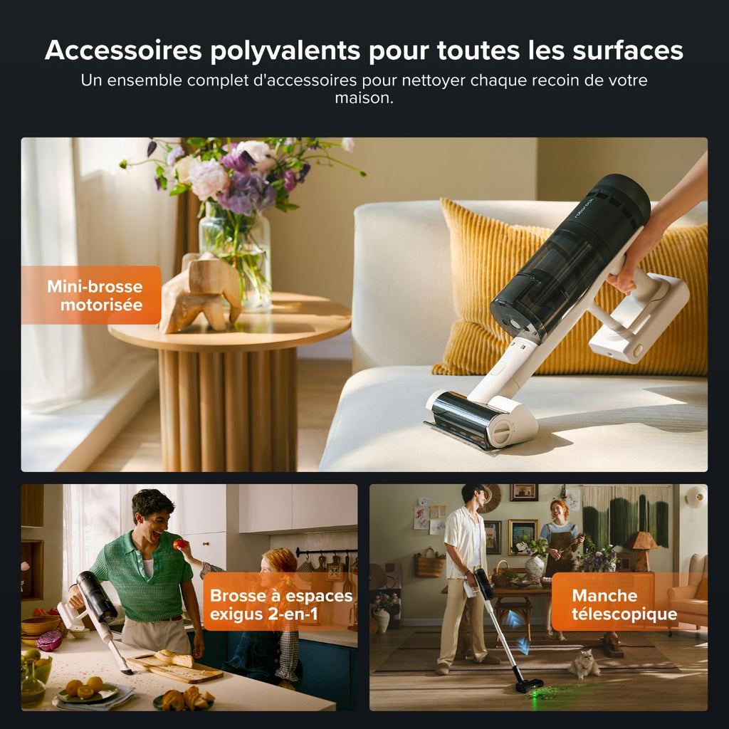 roborock H60 Hub Pro Aspirateur sans fil avec station de vidage automatique, puissance d'aspiration de 170 AW pour tapis et sols durs, autonomie de 80 minutes, brosse anti-emmêlement