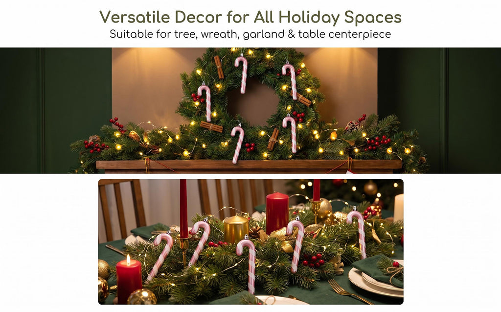 Ju7cer Lot de 6 pendentifs de sapin de Noël en rotin, pour décorer les sapins de Noël, convient pour les mariages, Pâques, anniversaires, vacances, Noël, décoration intérieure, rose poudré + blanc