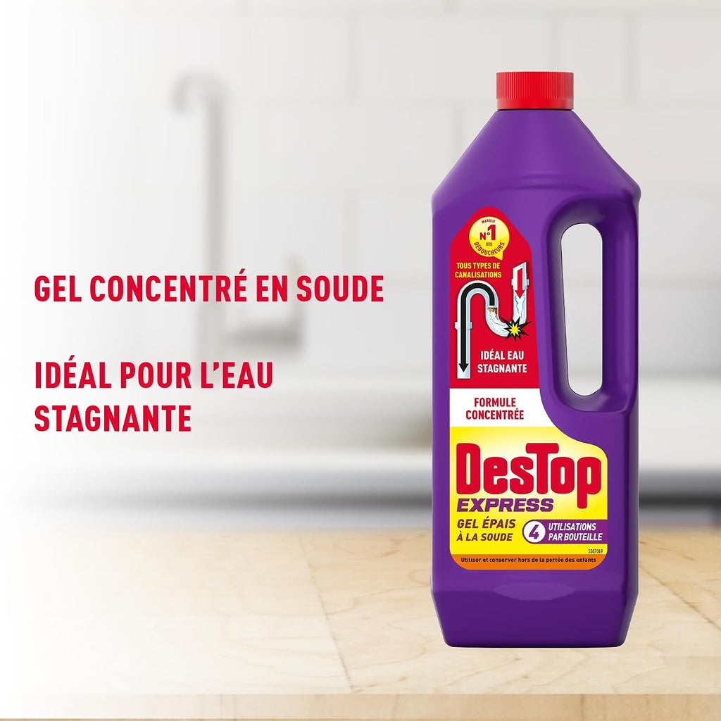Destructeur de Canalisations Express Multi-Usages en Gel, Action Rapide, pour Tous Types de Canalisations, 950 ml