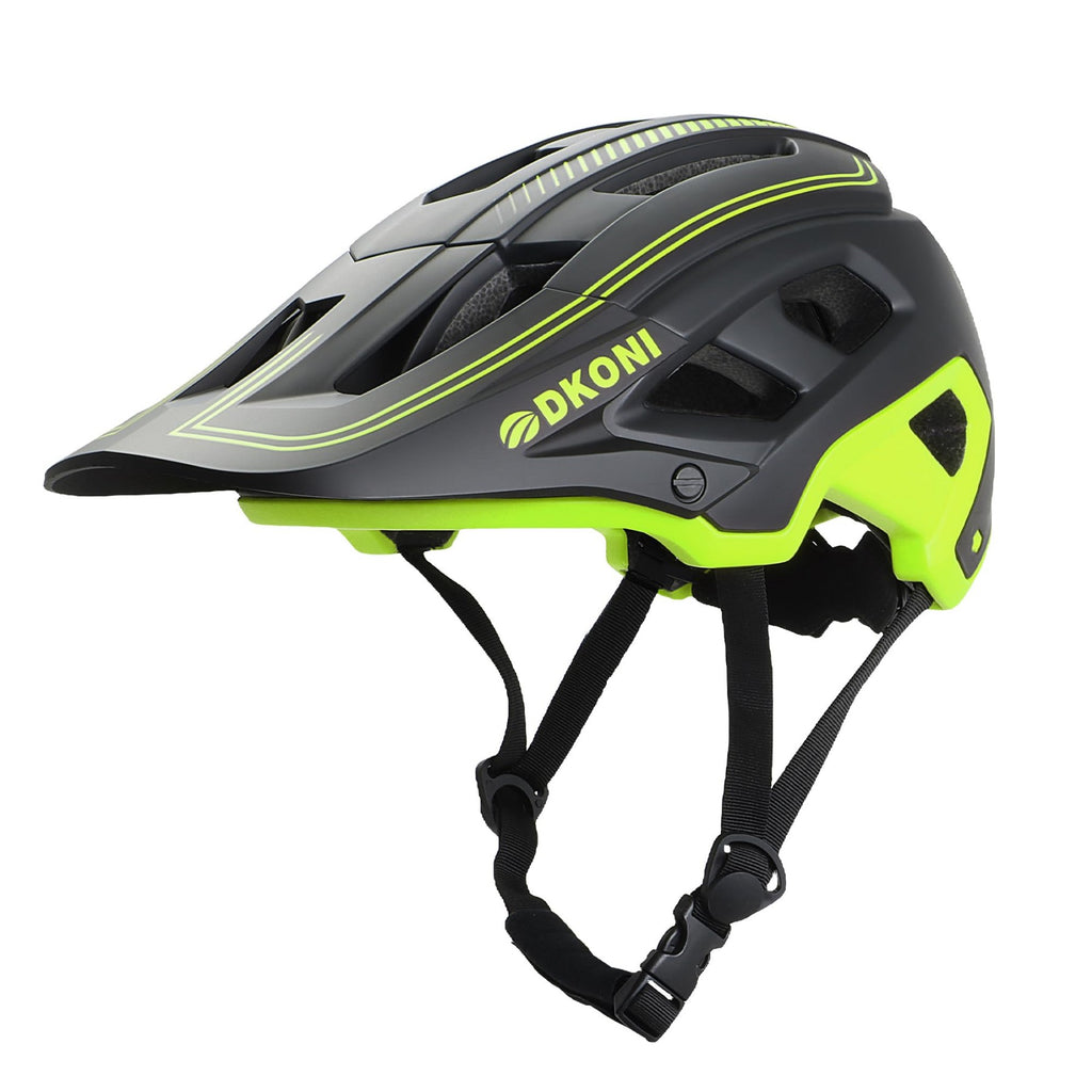 DKONI HS-062 Casque de vélo de montagne pour adulte noir/jaune - Taille L / 56-61 cm