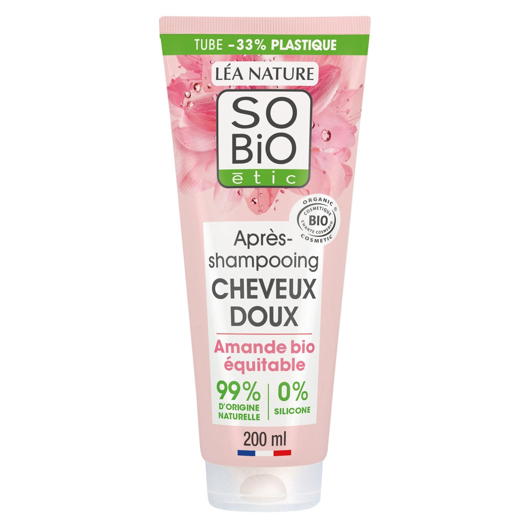 SO'BIO ETIC Après-Shampoing Hydratant Démêlant pour Tous types de cheveux Lait d'amande Bio 200 ml