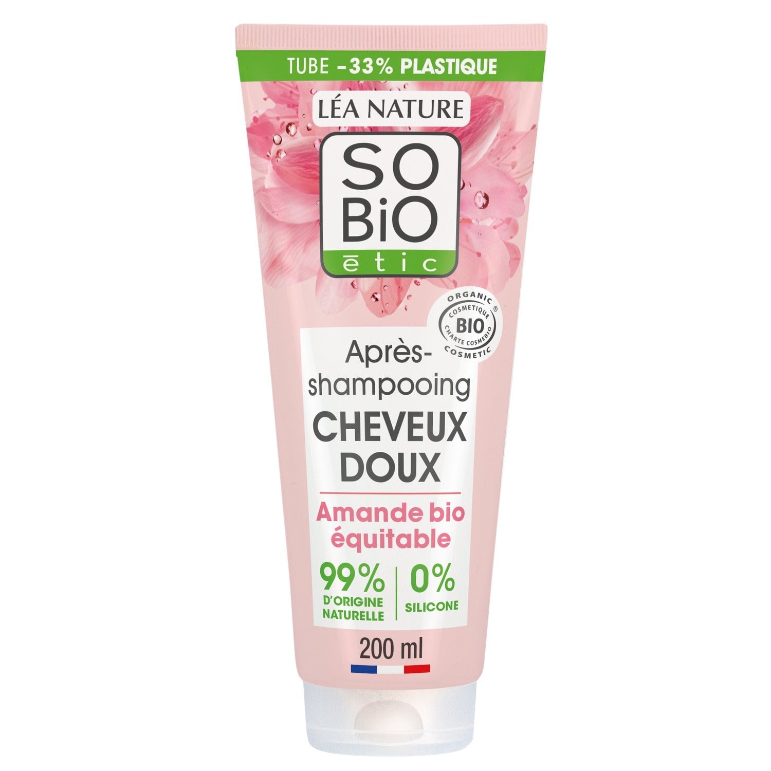 SO'BIO ETIC Après-Shampoing Hydratant Démêlant pour Tous types de cheveux Lait d'amande Bio 200 ml