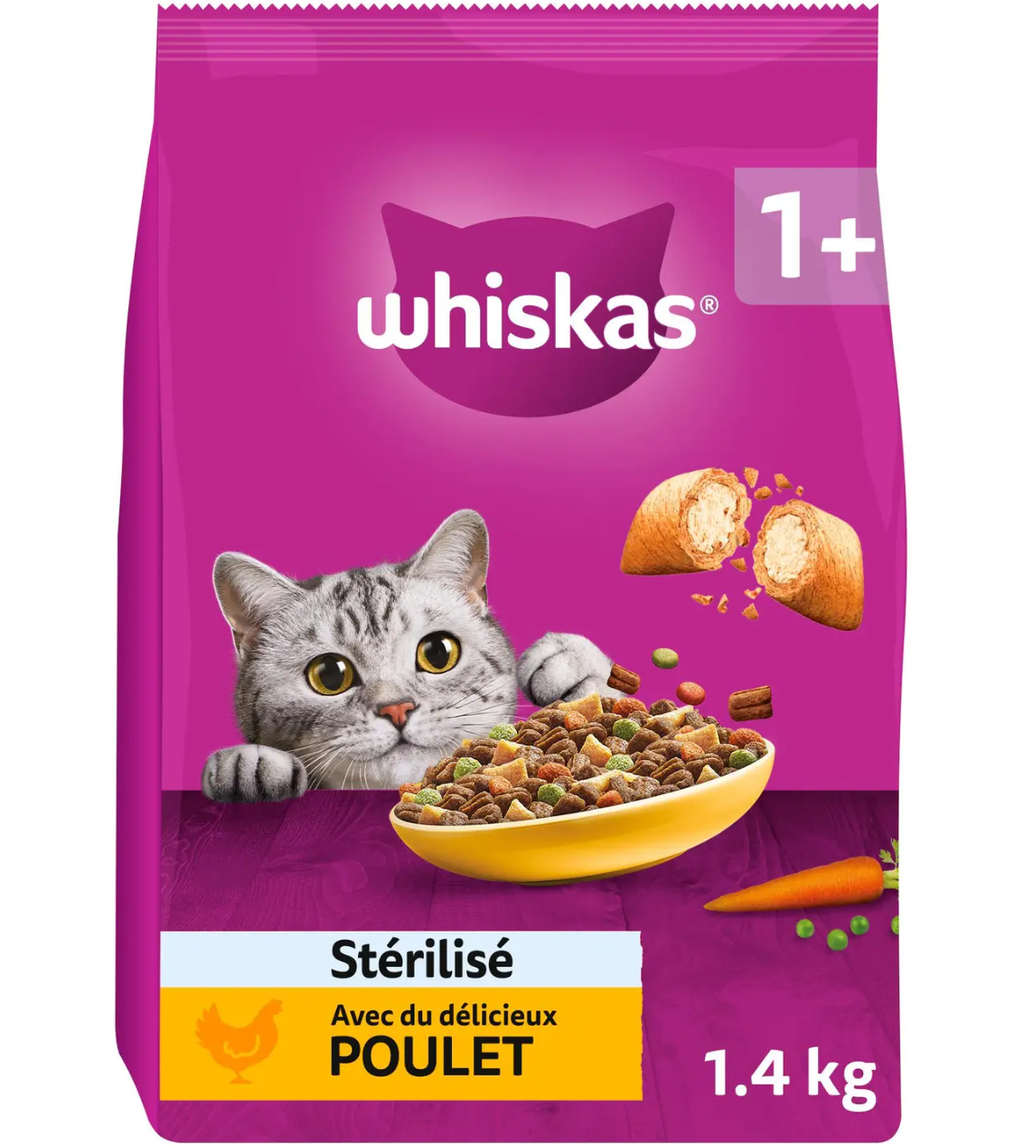 Whiskas Croq Poulet Croquettes pour Chat 1,4 kg