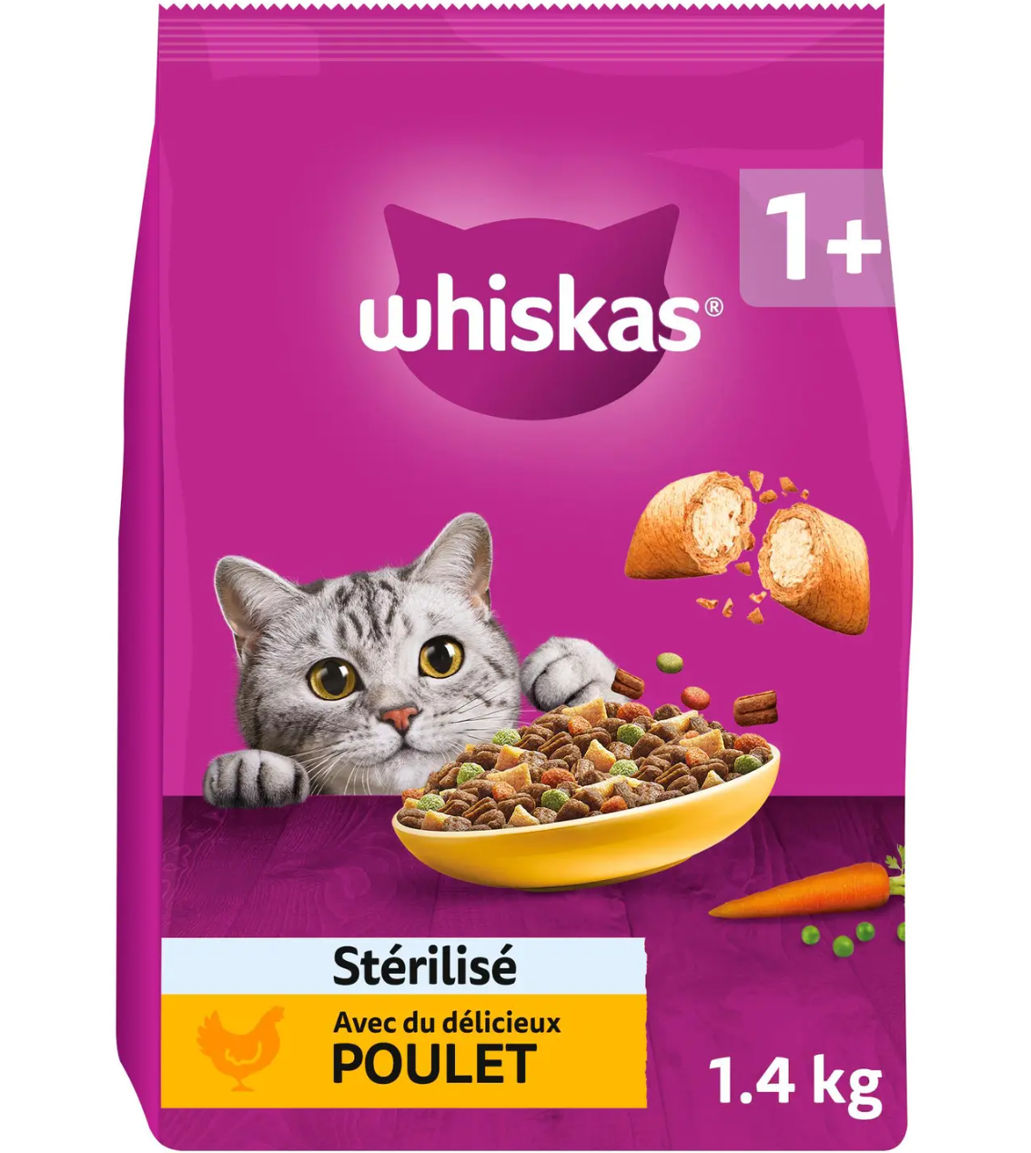 Whiskas Croq Poulet Croquettes pour Chat 1,4 kg