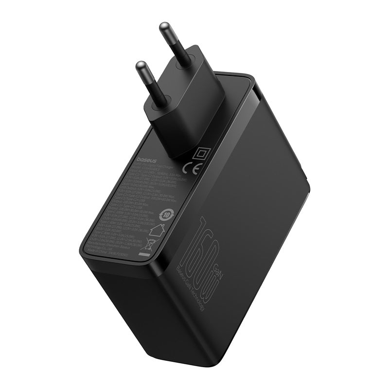 Baseus GaN5 Pro Chargeur rapide numérique 2C+U 160 W EU Noir Avec câble de charge rapide Superior Series Type-C vers Type-C 240 W 48V/5A