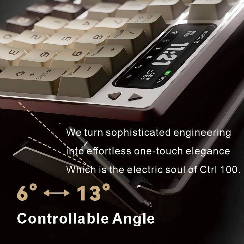 Siukie CTRL100 Clavier mécanique en aluminium CNC, touches HMX Cream Taro HIFI, écran IPS personnalisable, Gasket Mount, sans-fil Tri-Mode, layout 96 %, US QWERTY - Noir Scintillant