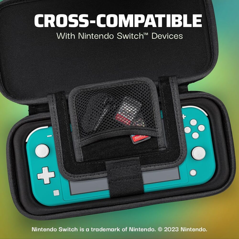 PDP Étui de Transport Rigide Travel Case Nintendo Switch, Switch Lite et Switch OLED - Dragonne Nylon - Support Intégré - Sangle de Levage - Licence Officielle - Motif Mario Kart Racers - Blanc