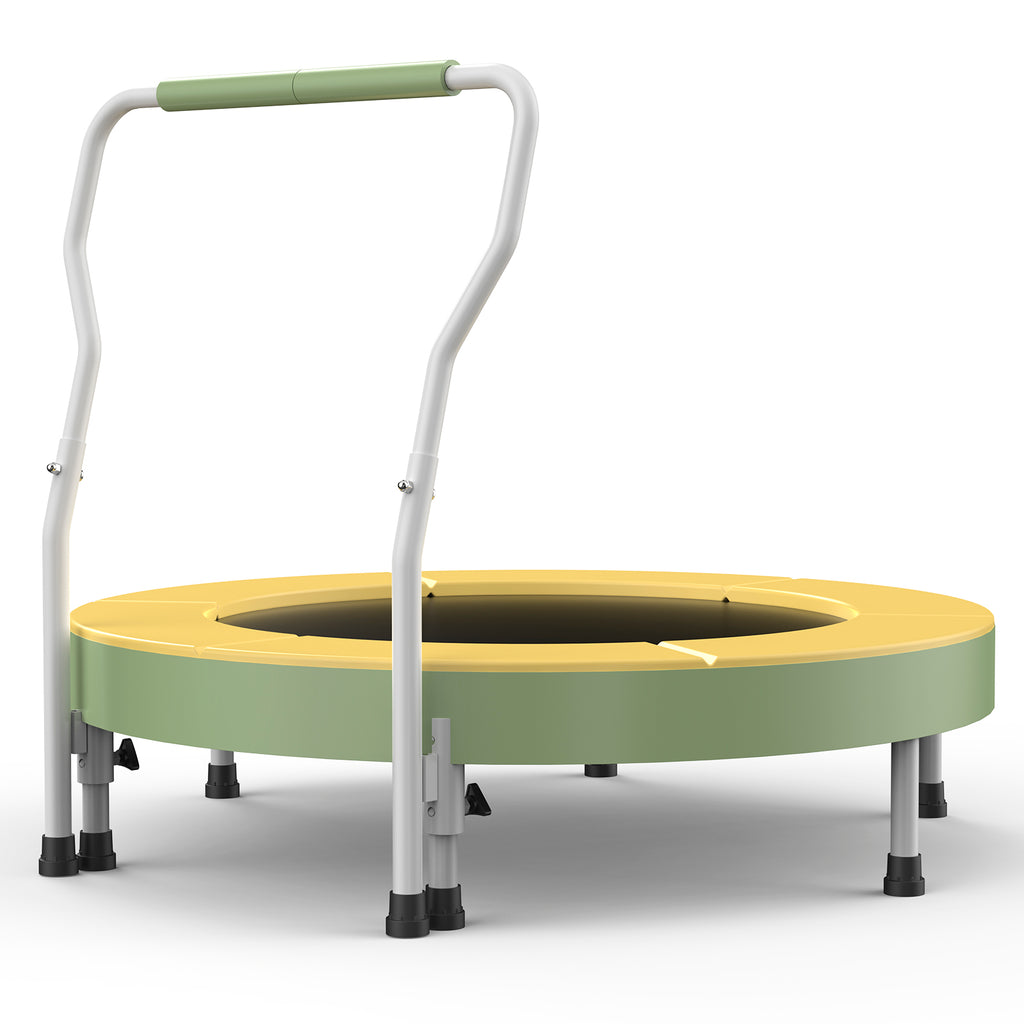 SPORTSOUL Mini trampoline pour enfants 3-6 ans avec barre de maintien en mousse très sûre, Trampoline d'intérieur pour tout-petits 36 pouces avec housse sans interstice pour intérieur