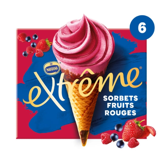 Extrême Cônes glacés Sorbets Fruits Rouges x6 438 g