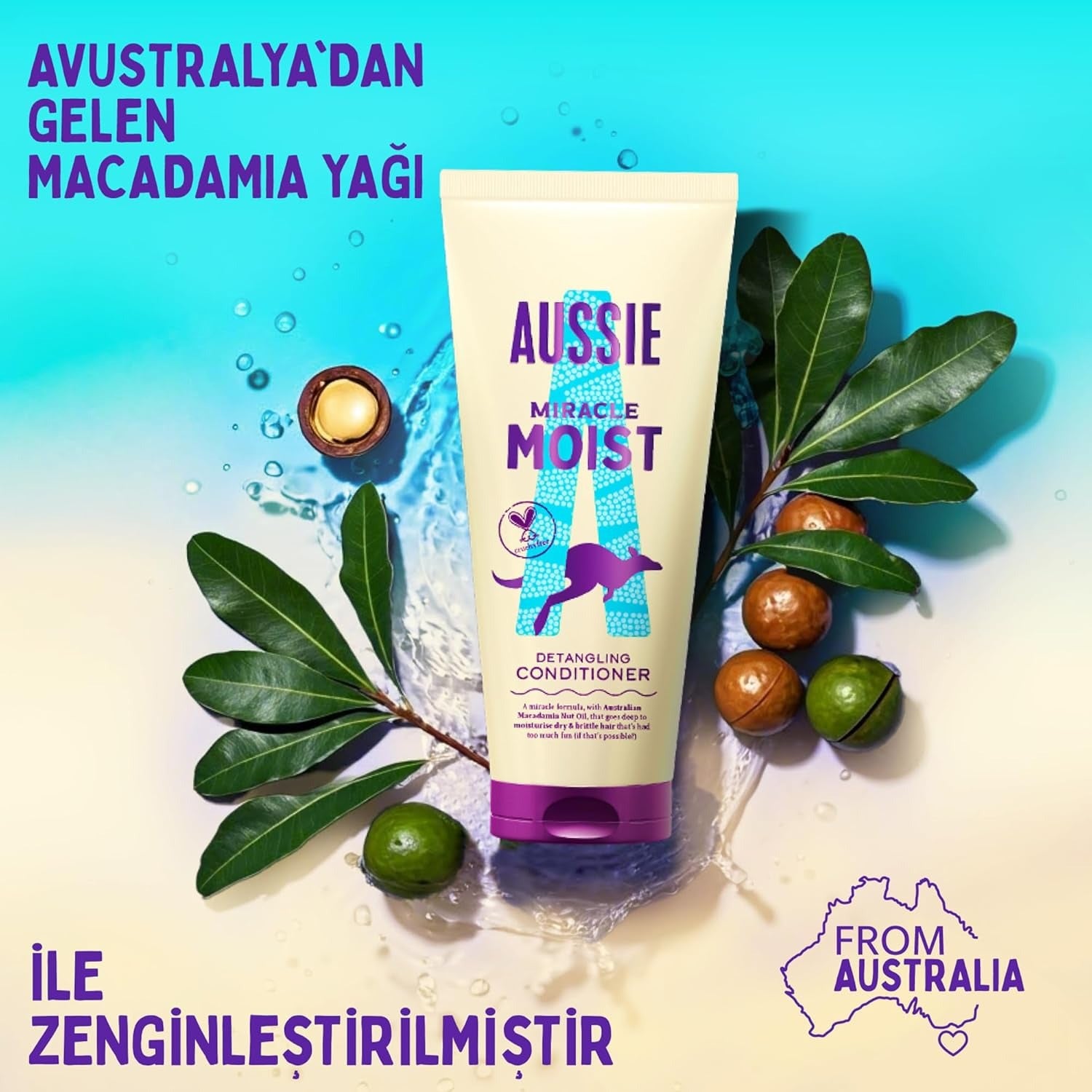 Aussie Miracle Moist Après-shampooing démêlant pour cheveux secs et abîmés - 1000 ml