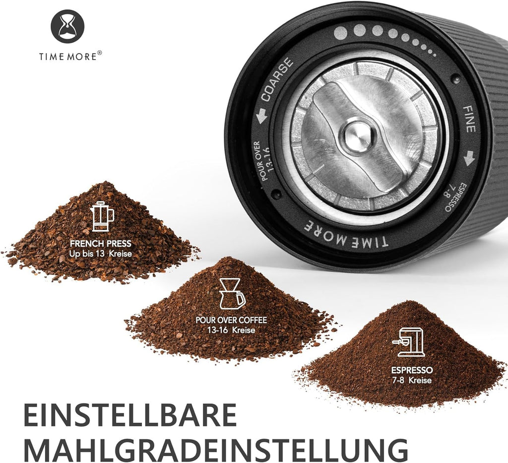 TIMEMORE Moulin à café manuel Chestnut C3S Pro Tout métal Avec réglage précis de la mouture Acier inoxydable et meules coniques Poignée pliable Récipient à grains 25 g Noir