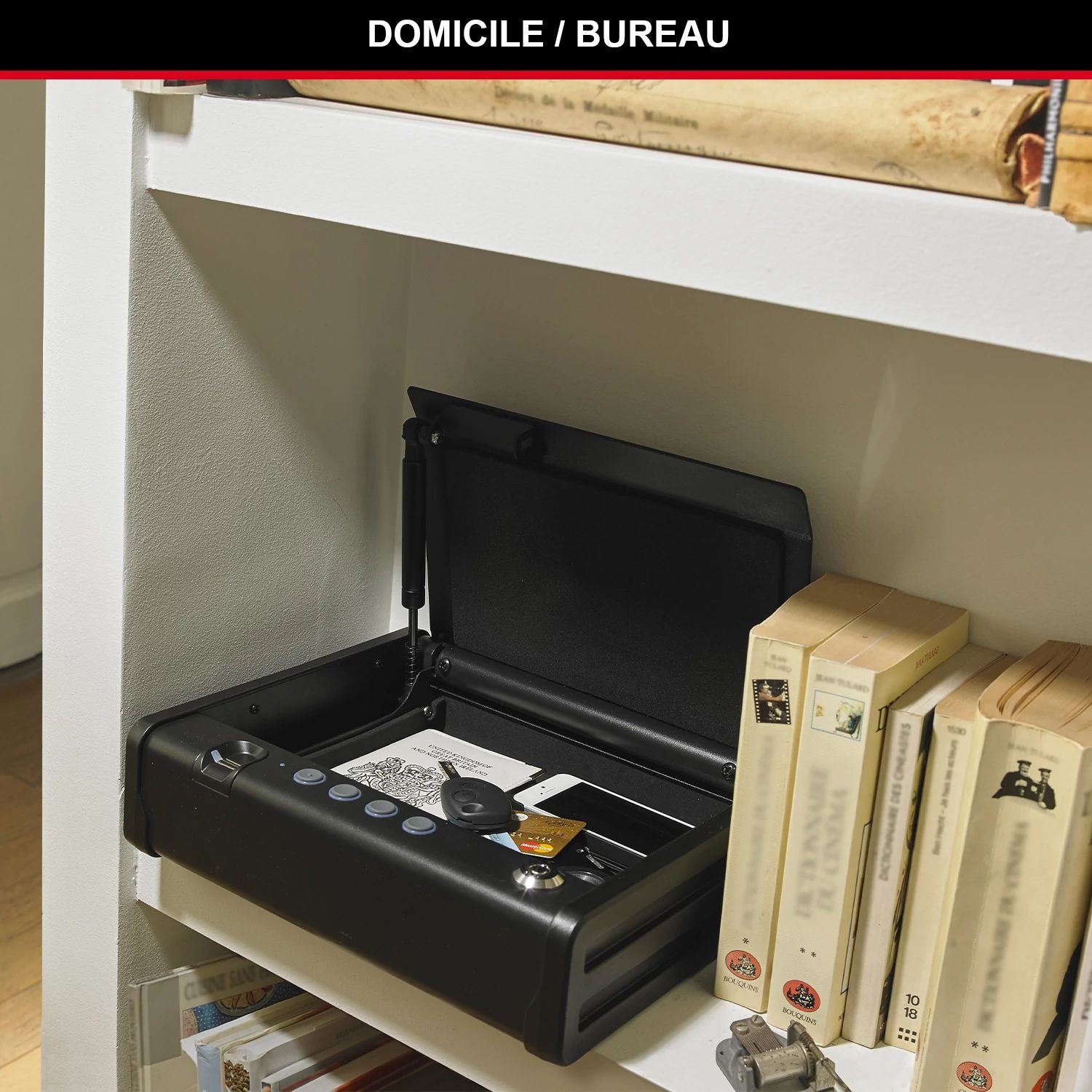 MASTER LOCK Petit coffre-fort biométrique MLD08EB - À utiliser pour les livres de chèques, l'argent, les bijoux, les passeports, les armes et plus encore