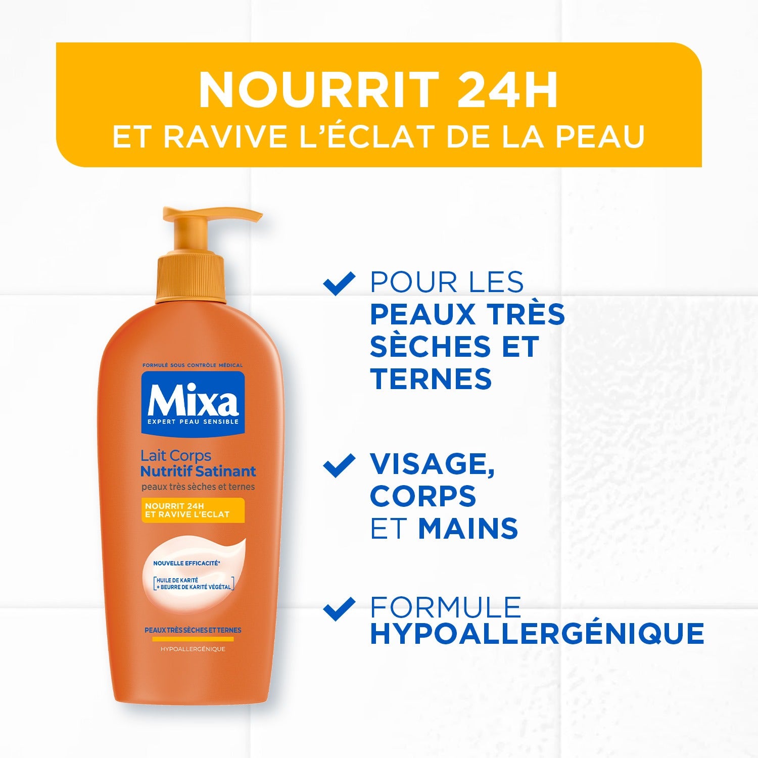 Mixa Crème Hydratante Anti-Mat Beurre de Cacao Karité 400 ml