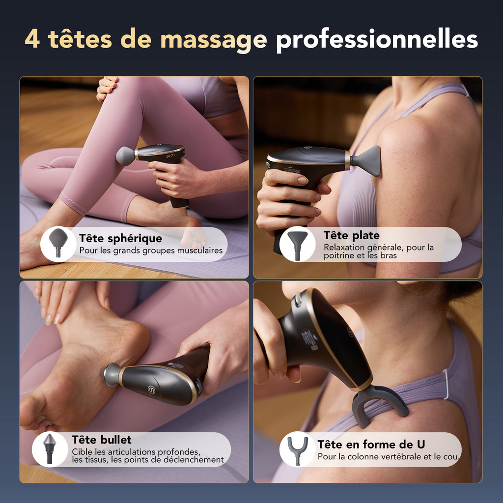 SKG FS700 Pistolet de massage Soulagement des douleurs musculaires Le choix des professionnels pour les athlètes Plus puissant Léger et silencieux Cadeau pour l'être aimé