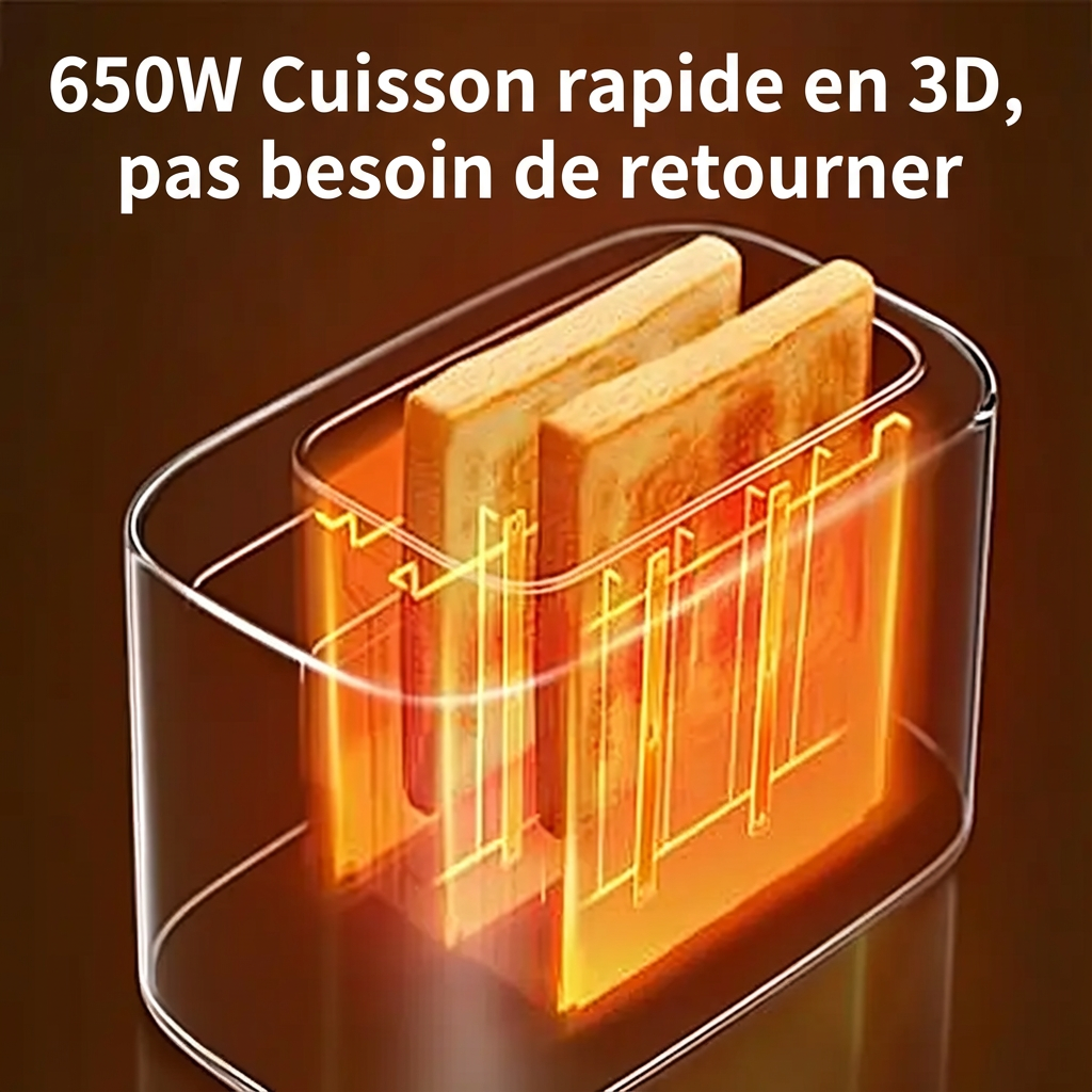 Ochama Grille-pain multifonction 650 W avec 6 niveaux de brunissage