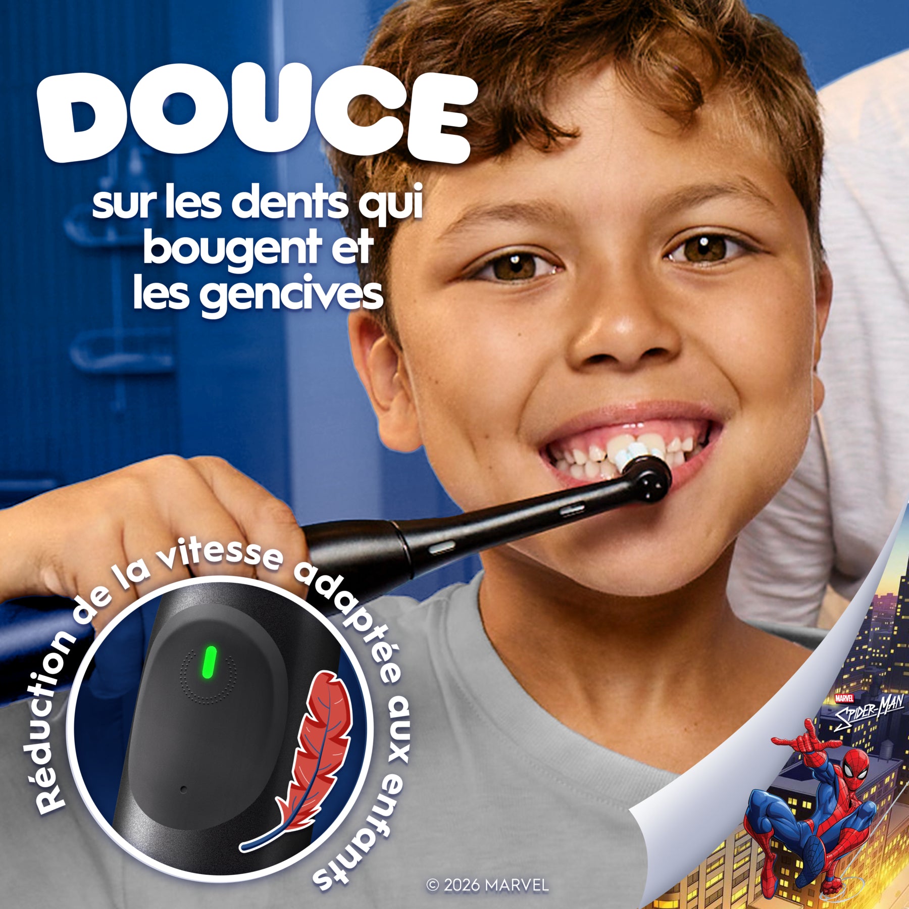 Oral-B iO Spider-Man Brosse à dents électrique pour enfants 1 brossette 1 étui de voyage