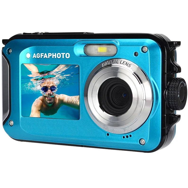 AGFAPHOTO Appareil photo numérique compact étanche 24 MP zoom numérique 16 x double écran - Bleu