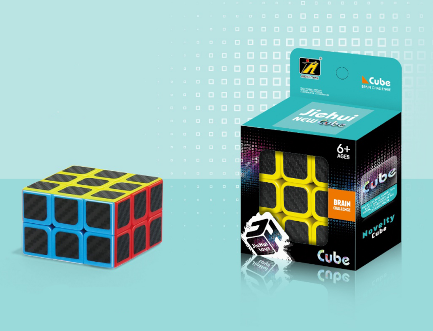 Casse-tête cuboïde avec autocollants en fibre de carbone noir - 2 x 3 x 3