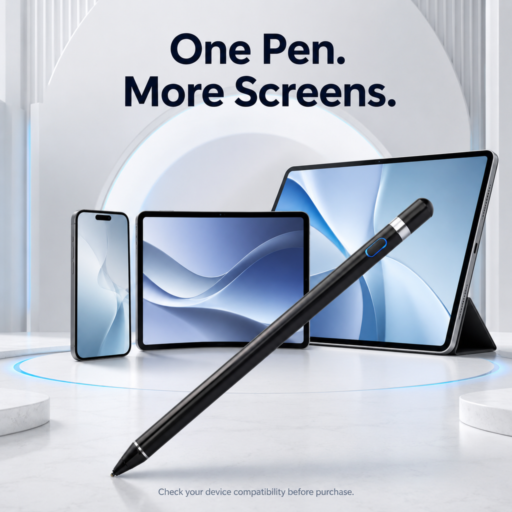 VoxorAI HL-U05 Stylo noir, stylet, stylet actif, stylet pour tablette, stylet universel pour iOS, iPad, Android et ordinateurs