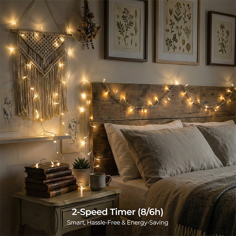 M.TK Guirlande lumineuse décorative 140 LED couleur blanc chaud - 11,2 m