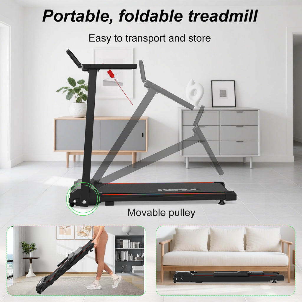 KEHOT SL-Q30 Tapis de course pliable avec vitesse réglable 1 à 12 km/h, courroie 375 × 945 mm, alimentation 220-240 V et compatible Bluetooth/FITSHOW/KINOMAP/ZWIFT