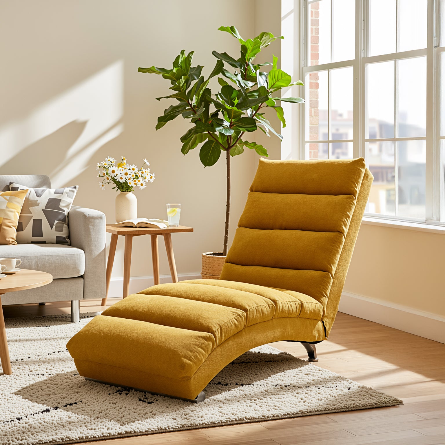 URBAN MEUBLE Chaise longue de relaxation en tissu 55x162x84 cm