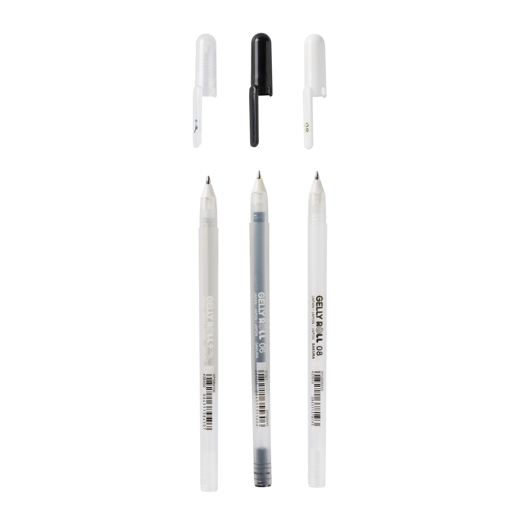 Sakura Set mélangé de 3 Gelly Roll Clear Noir Blanc