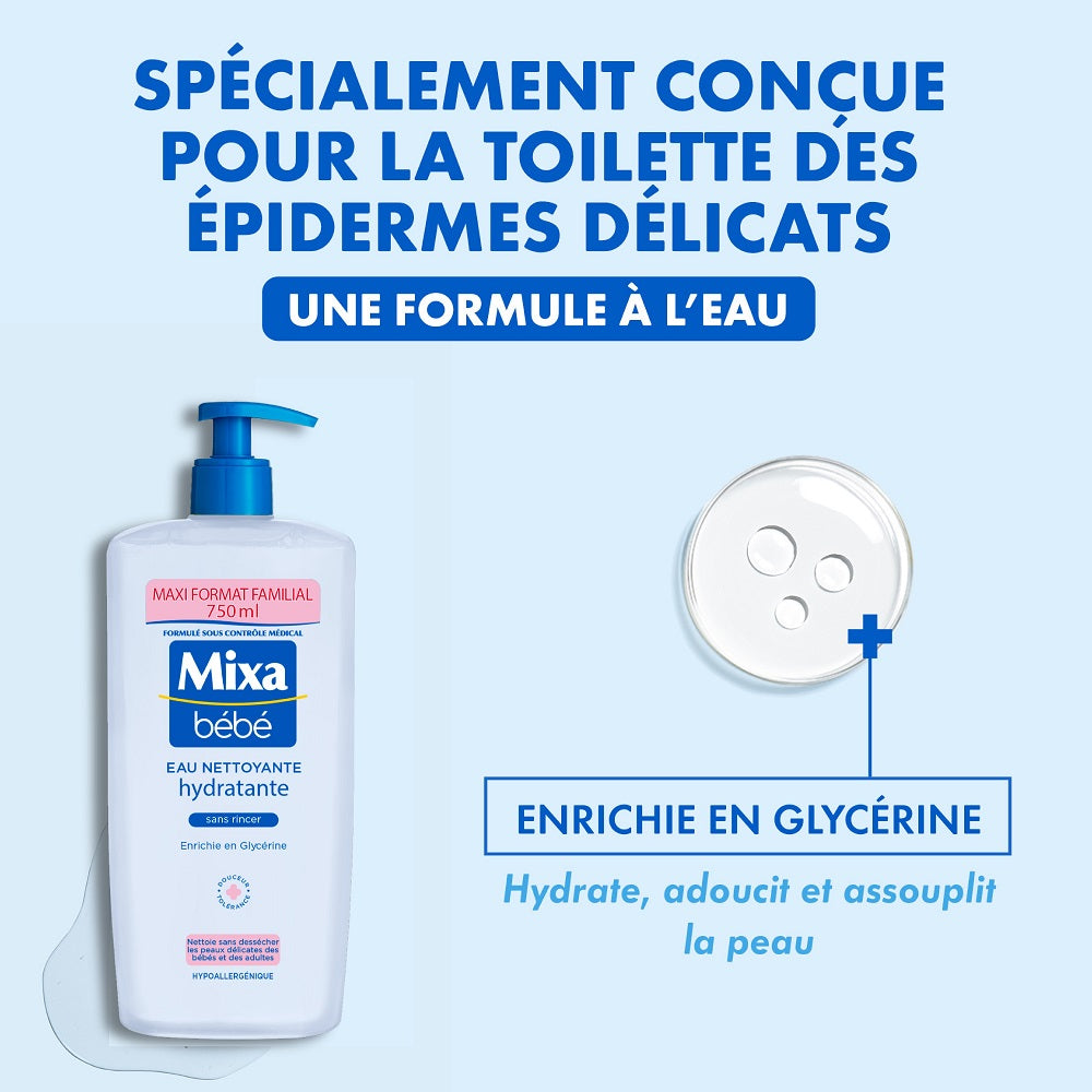 Mixa Bébé Eau nettoyante Hydratante 750ml