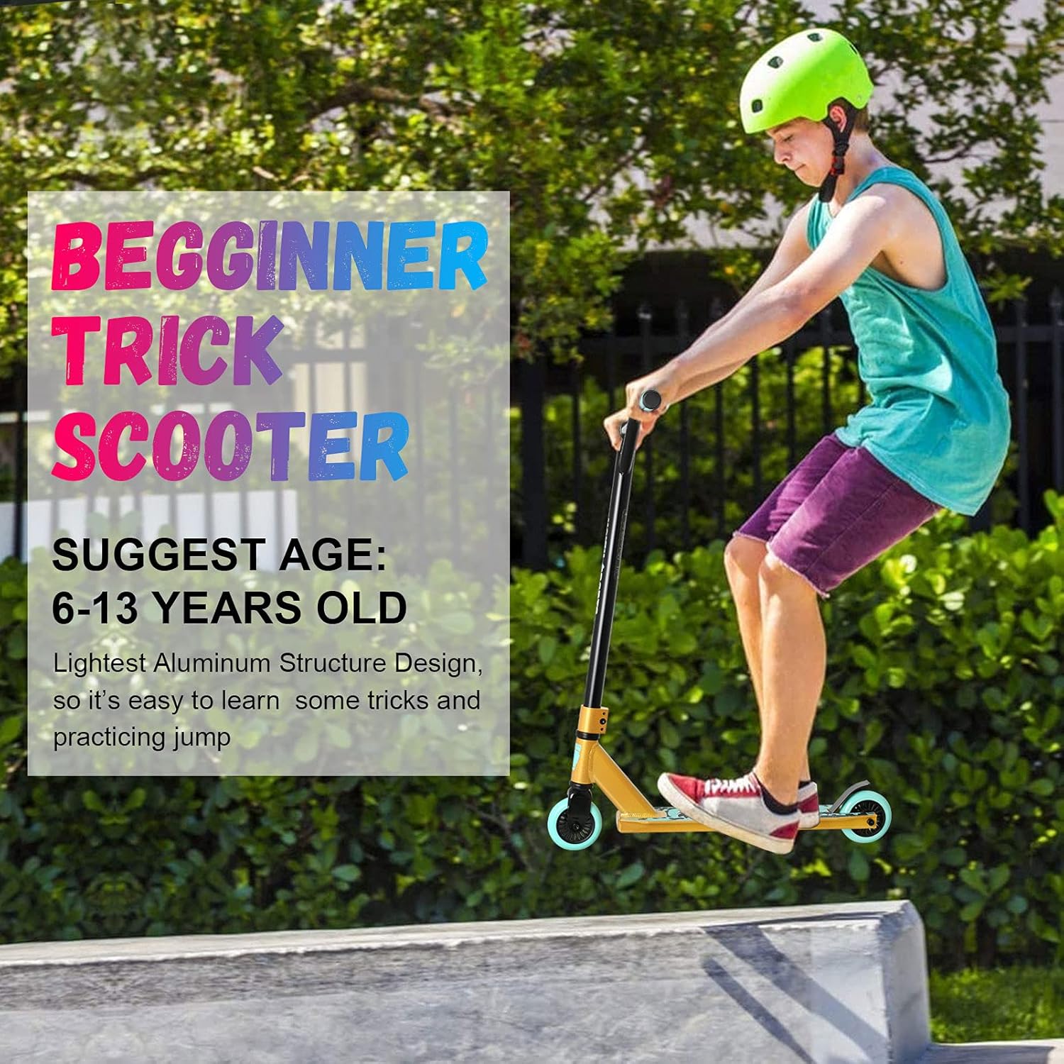 VOKUL S2 Pro Trottinette freestyle BMX pour enfants dès 6 ans de niveau débutant en aluminium