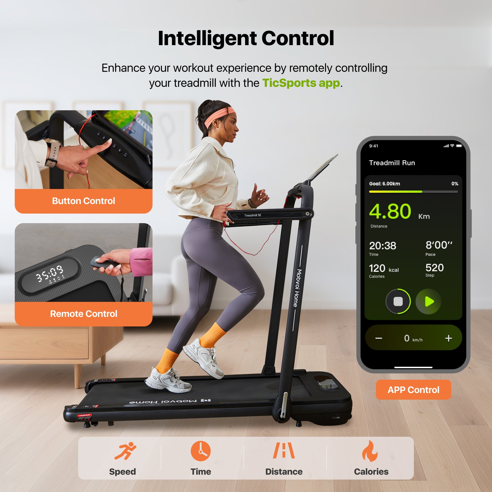 Mobvoi Tapis de course SE pliable 3-en-1, IA intelligente, 2,5 CV, compact, sous bureau, télécommande, application TicSports, rangement facile, 120 kg, 12 km/h, noir
