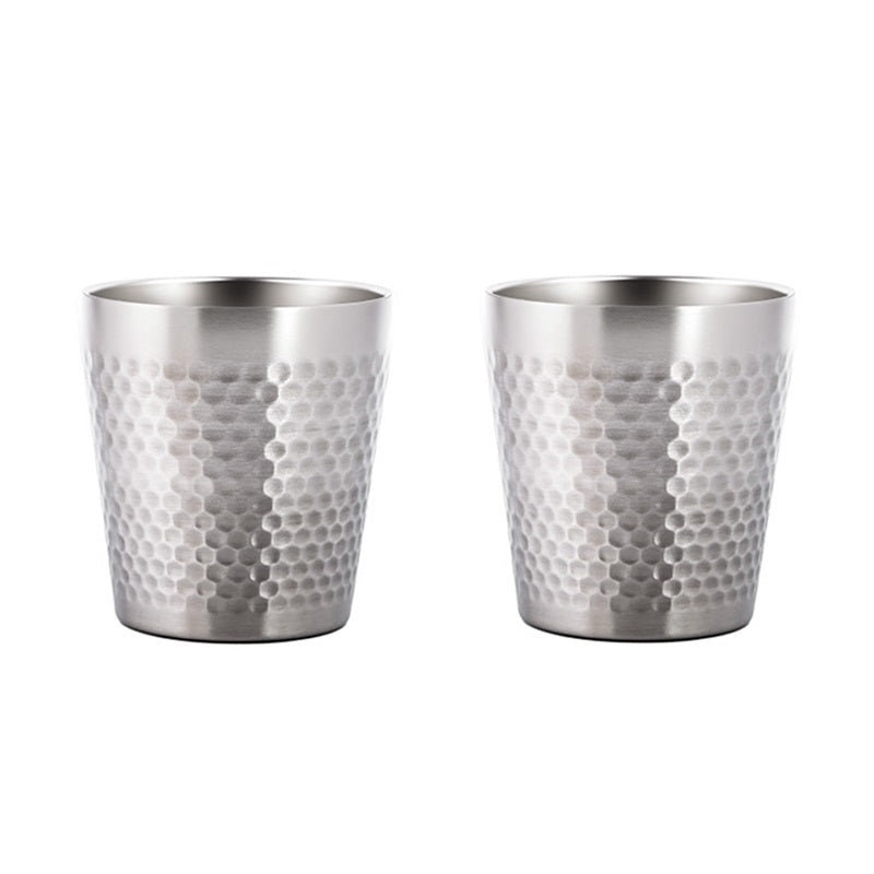 Maxcook Tasses en acier inoxydable 304 avec effet martelé, 300 ml, lot de 2, empilables, double paroi, format compact, pour la maison, le restaurant, les fêtes et le camping, MCB4812