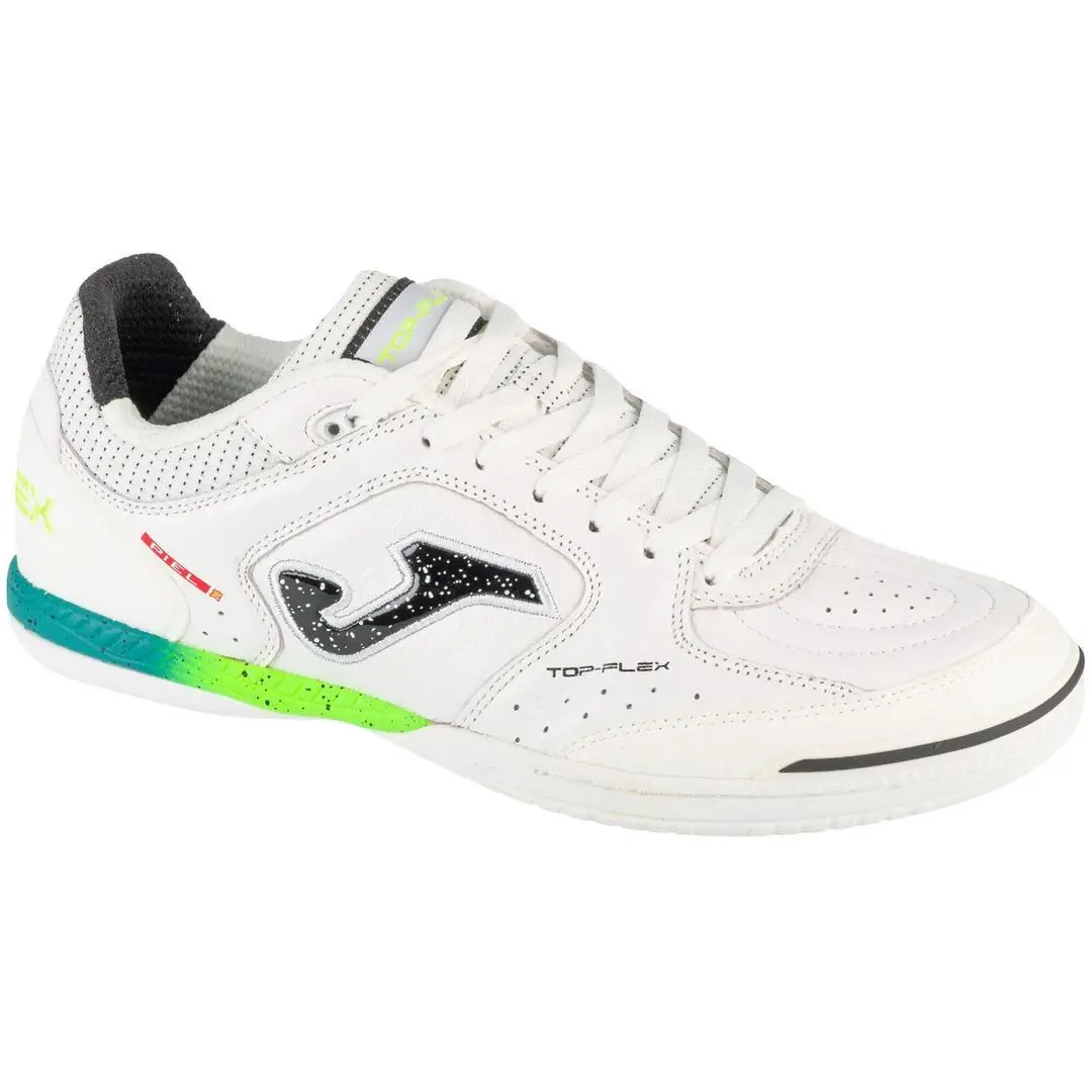 JOMA Chaussures de futsal Top Flex intérieures Blanc/Lime 43