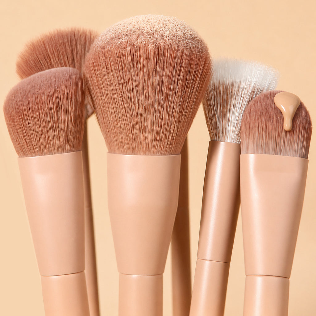 DUcare Série Café Pinceaux de Maquillage de Luxe 14 Pcs et 3 Pcs Éponges à Maquillage pour Cadeaux de Fêtes avec Élégante Boîte Cadeau