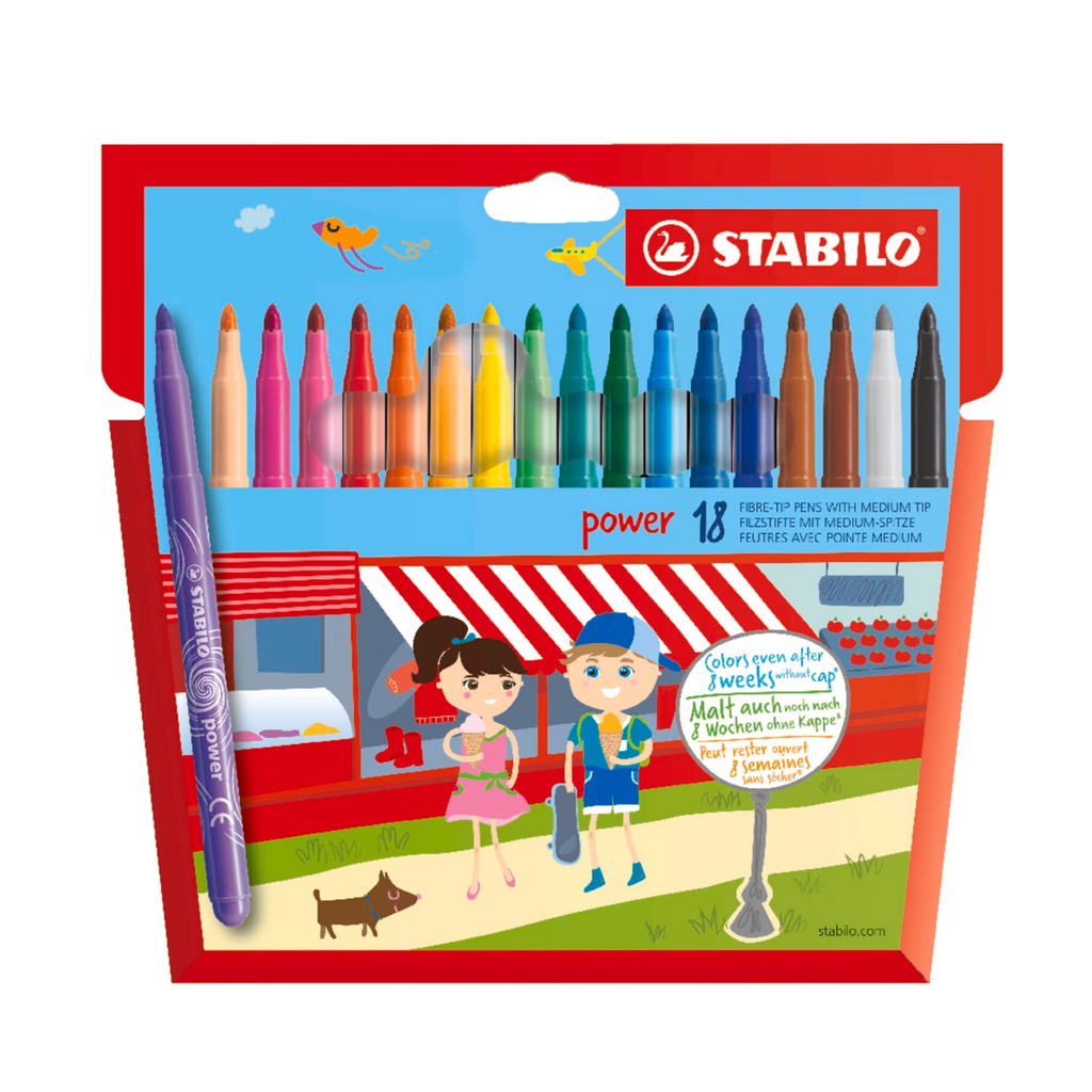 STABILO Power Présentoir en carton, Assortiment de 18 couleurs
