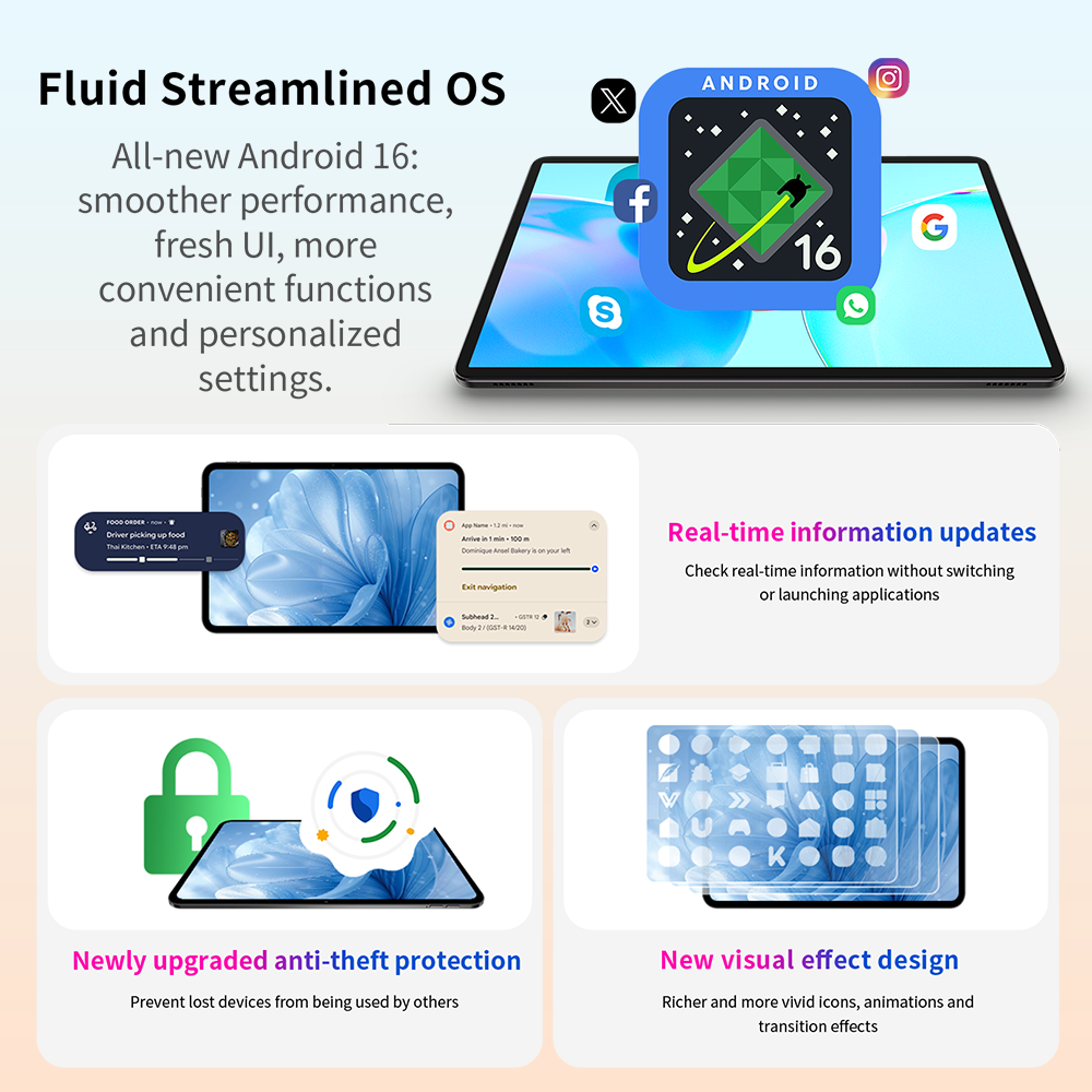 TECLAST P50T Tablette 11 po, Android 16, 4 Go de mémoire vive + 128 Go de stockage, Wi-Fi 5G, Processeur T7200 à huit cœurs, Batterie 7000 mAh, GPS, OTG, Prise audio 3,5 mm