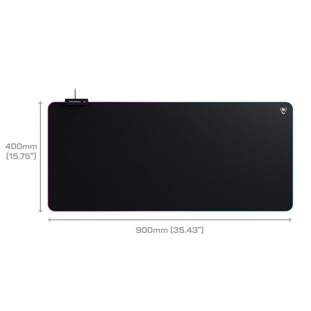 Turtle Beach Sense AIMO Tapis de Souris Gaming XXL (900 x 400 mm) Surface en Tissu Haute Précision, Base Antidérapante, Éclairage RGB AIMO - Noir