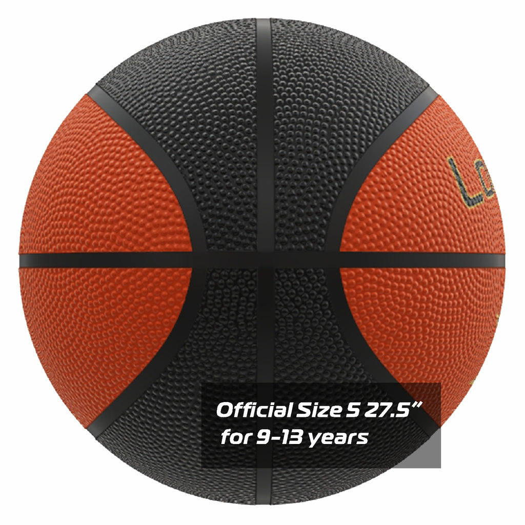 LONGSAIL Ballon de basket-ball en caoutchouc de haute qualité 27,5 po Taille 5 Noir/Marron