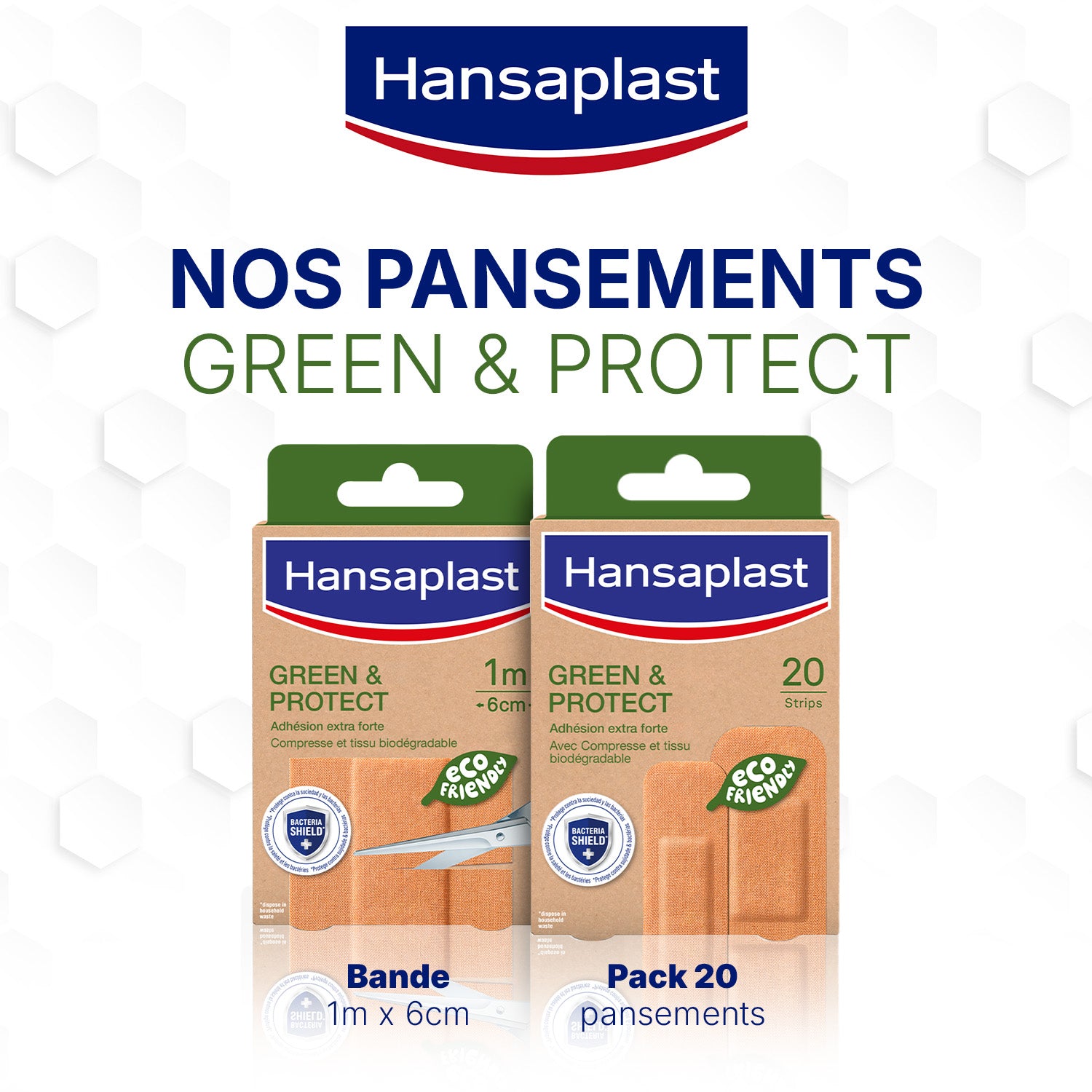 Hansaplast Pansements Plaies Green & Protect x20 2 Tailles